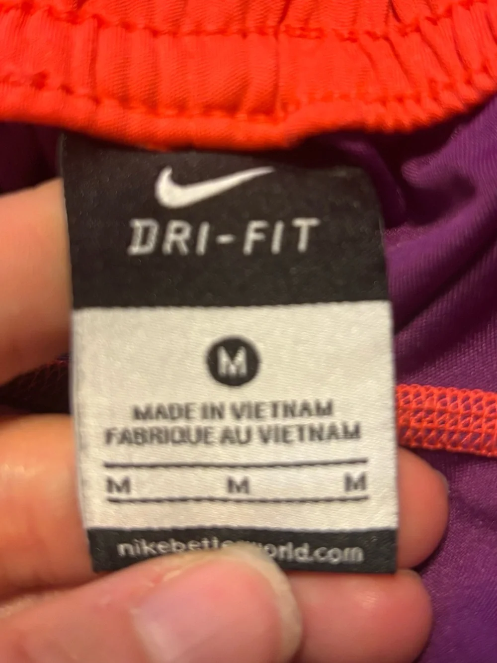 Nike Dri-FIT Women’s Purple/Orange Pull-On Athletic Shorts Elastic Waist M